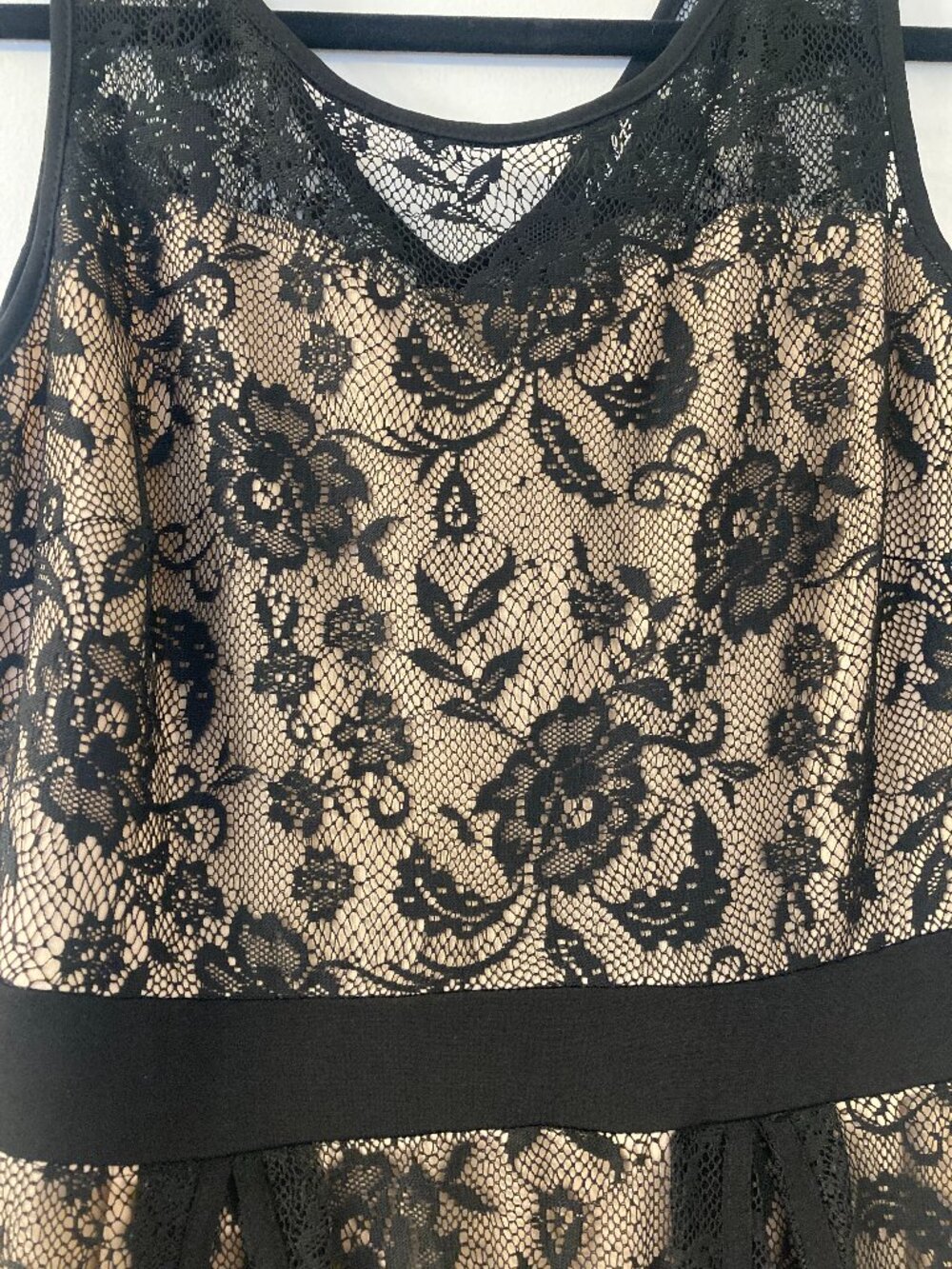 Brand: Candalite. Girls size Medium, Black and Beige Lace Dress. Good Condition